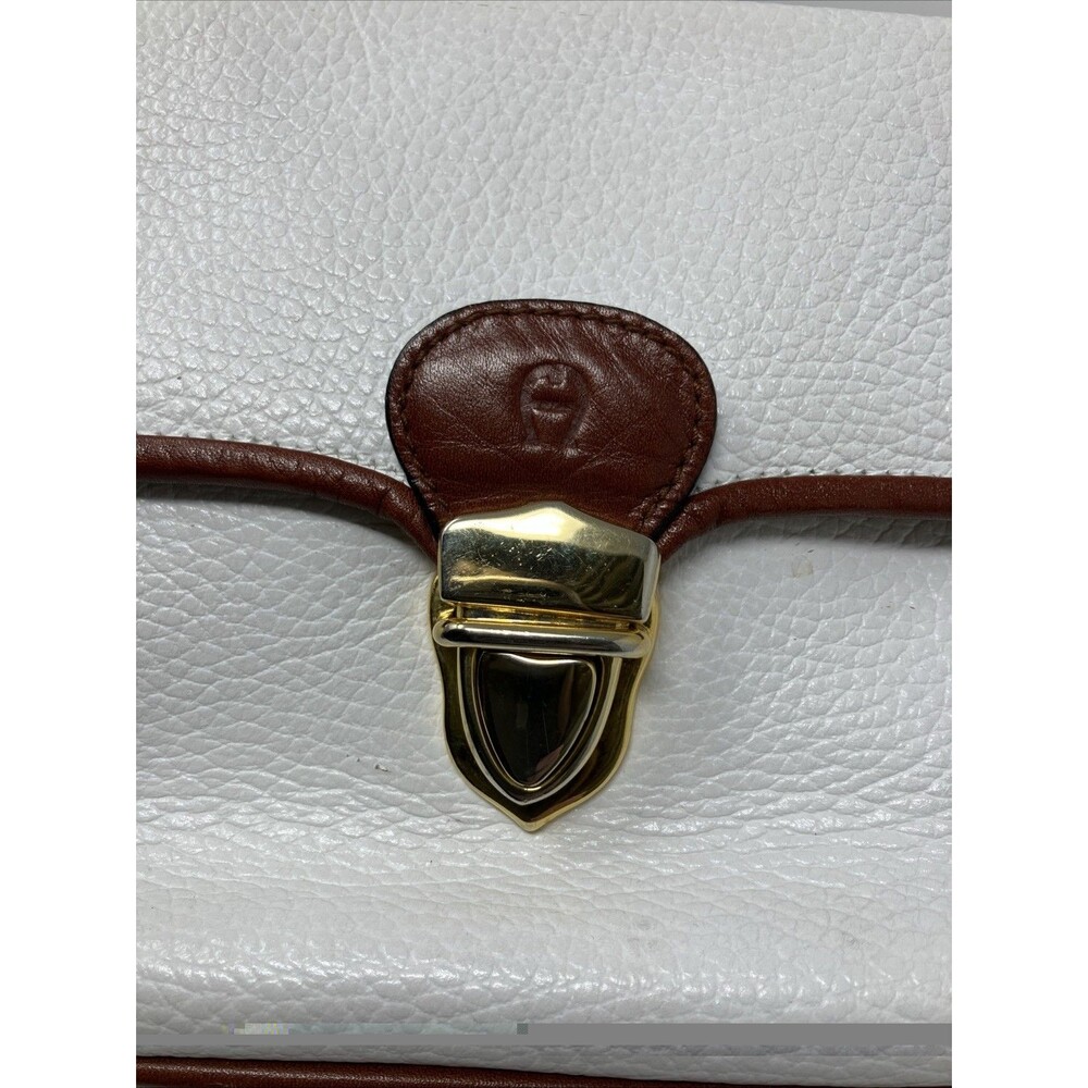 Etienne Aigner Crossbody Bag Purse White Brown Leather Pebbled Vintage - Picture 7 of 16